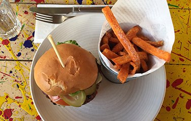 Burger and chips