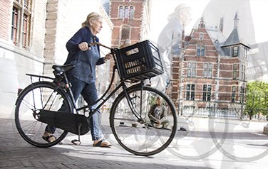 Lady Pushing Bike