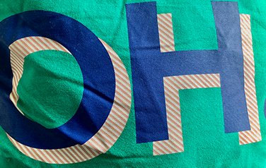 Green and blue cushion