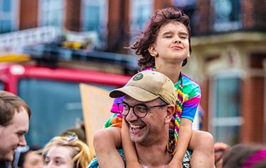 Father and daughter at event